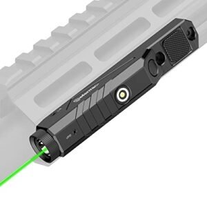 DEFENTAC 1600 Lumens Green Laser Light Combo with Momentary and Strobe for Rifle, Weapon Light with Built-in Pressure Switch Compatible with MLok Rail, Rechargeable