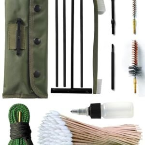 Universal Rifle Cleaning Kit, Brushes, Snakes, Tools for 5.56mm, 20-25 Caliber Rifles/Shotguns, Include 100 6-inch Gun Cleaning Swabs
