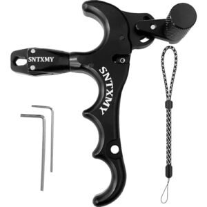 sntxmy Bow Release for Compound Bow, Archery Release Trigger, Compound Bow Release, Thumb Release. (4 Finger Bow Release, Black)