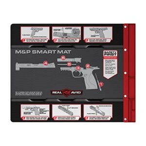 Real Avid Gun Cleaning Mat for Smith & Wesson M&P Handgun with Magnetic Organizer Parts Tray - 19x16 | Protective Workbench Mat for M&P Pistol Cleaning, Gun Cleaning Pad with Red Tray for Gun Parts