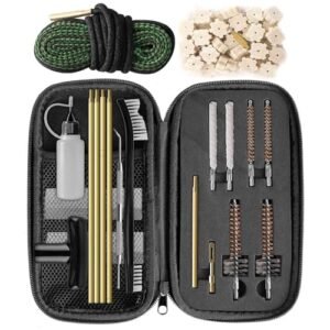 Miaozhun Universal Gun Cleaning Kit for .22 .223Cal 5.56mm .22LR Rifle Pistol, Bore Chamber Brush,Bore Mop,Gun Snake,Star Chamber Cleaning Pads,Brass Rods in Zippered Compact Case