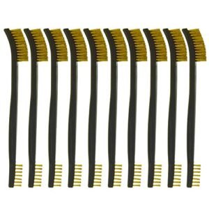 Motanar 10-Pack Double-Ended All Purpose Gun Cleaning Brushes 7" inch Brass Steel Nylon Bristle Brushes (Brass)