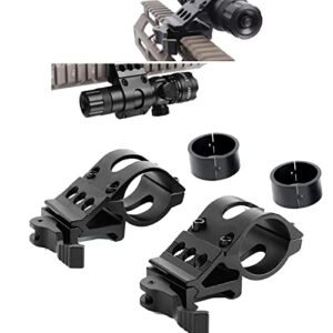 Hunting 2 Pcs Flashlight Mount 1 Inch or 30mm Offset Rail Mount for Flashlights - Hunting Accessory with Quick Release