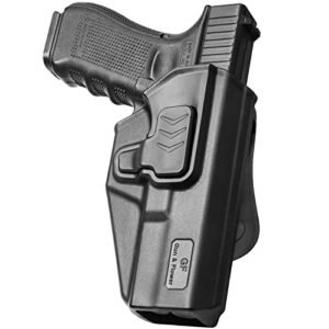 Compatible with Glock 17 Holster, Polymer OWB Holster Fits G17/19/23/31/32(Gen1-5), G22 (Gen1-4), G19x/G44/G45.Open Carry Holster for Outside Waistband, Index Finger Release/360 Adjustable. Right Hand