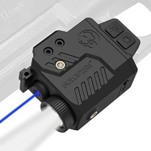 Solofish 700 Lumens Adjustable Pistol Light Laser Combo, Strobe Function Blue Laser and Tactical Light Fits for Full Size with Rail