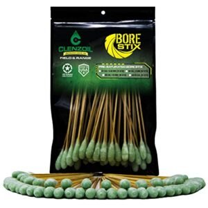 Clenzoil Field & Range Bore Stix - No-Mess Gun Bore Cleaning Kit - Caliber-Specific Gun Cleaning - Pre-Saturated Gun Cleaning Cotton Swabs - for 38 Cal / 9 mm Pistols - 50 Stix
