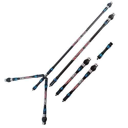 AMEYXGS Archery Balance Bar Stabilizer Set Carbon Fiber Bow Stabilizer Rod 30/10 / 4 Inch Main Rod Sided Rod Extension Pole System for Compound Bow Silencer Damping Shock Absorber (Blue)