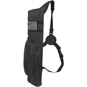 KRATARC Archery Multi-function Heavy Duty Back Arrow Quiver with Molle System Shoulder Hanged Target Shooting Quiver for Arrows (Black- for Right-handed)