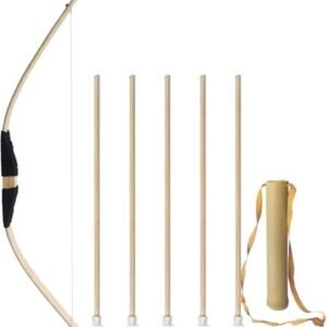 Safe Children's Wooden Bow and Arrow 丨 Train Play Wood Bow and Arrow Set There are 5 Arrows in The Wooden Quiver for Kids Gift