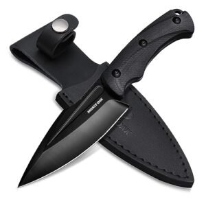 MOSSY OAK Hunting Knife with Sheath, 8.5-inch Full-tang Fixed Blade Knife, Outdoor Knives for Survival, Camping, Hiking (G10 Handle-Black)