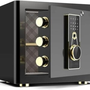 Security Safe Box Electronic Fingerprint Digital Security Safe Steel Business Gun Passport Jewelry and Cash Suitable for Homes Hotel Dormitories (Color : Gold)