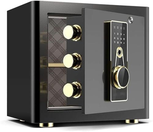 Security Safe Box Electronic Fingerprint Digital Security Safe Steel Business Gun Passport Jewelry and Cash Suitable for Homes Hotel Dormitories (Color : Gold)