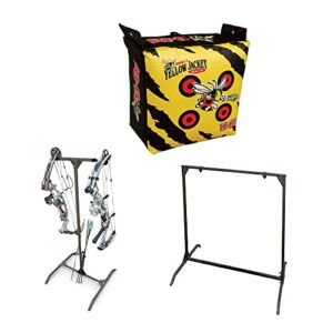 Morrell Outdoor Adult Archery Target Block with 30 Inch Bag Target Stand and Steel Archery Bow Storage Rack for Indoor and Outdoor Use, Yellow