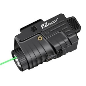 EZshoot 800 Lumens Pistol Light Laser Combo Rechargeable, Compact Pistol Flashlight with Slidable Rail Compatible with Glock and Picatinny Rail, Tactical Flashlight with Green Laser Beam