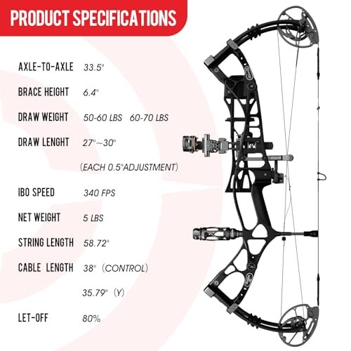 Sanlida Dragon 10 Compound Bow Kit 340 FPS, 60-70lb, Black, 2024 - Image 4