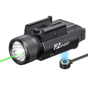 EZshoot 2400 Lumens Laser Light Combo with Strobe Mode, High Lumen Tactical Light for Pistol, Magnetic Rechargeable Green Laser Light with Quick Install Adjustable Slide Rail for Picatinny GL Rail