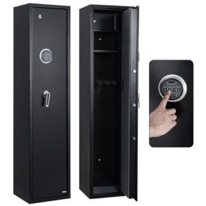 GarveeTech 6-7 Gun Safe for Home Rifle and Pistols, Heavy Duty Anti-Theft Long Gun Security Cabinet Safe for Rifles and Shotguns, Gun Storage Cabinet with Pistol Lockbox, Removable Shelf, Silent Mode
