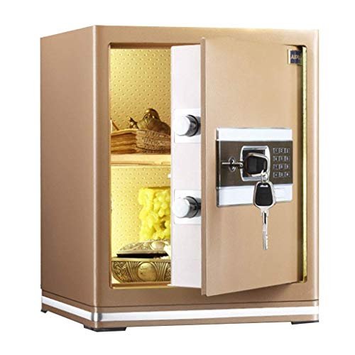 NAMSAR Safe Box,Smart Safe in-Wall All-Steel Bedside Table Safety Gun Cash Jewelry Office Password Key Safety Box (Color : Gold, Size : 35 * 33 * 43cm)