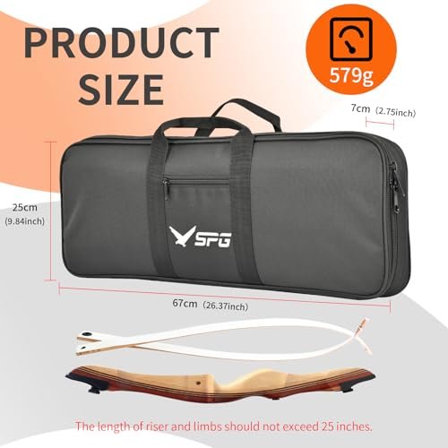 SPG Takedown Recurve Bow Case – Soft Double-Layer Archery Bag Black - Image 2