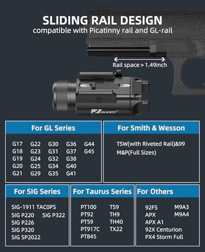 EZshoot 2400 Lumen Tactical Pistol Light Laser Combo with Strobe - Image 6