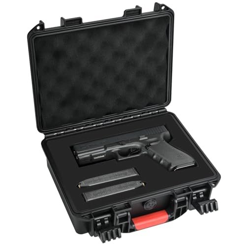LOTOCASE Gun Case TSA Approved Pistol Case Hard Shell Waterproof with DIY Customizable Pre-cut Foam Insert - Travel Gun Case for Gun Case 9mm