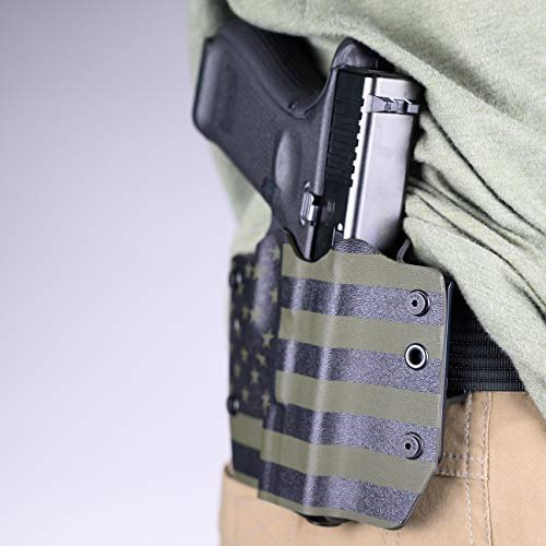 OD Green USA Flag OWB Holster for Glock 17-41 Right Hand Carry - Image 2