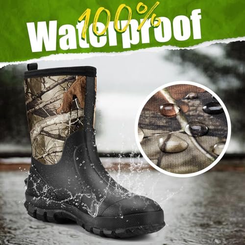 TIDEWE Men's Waterproof Hunting Boots: Insulated Neoprene Camo Work Boots Size 10 - Image 2
