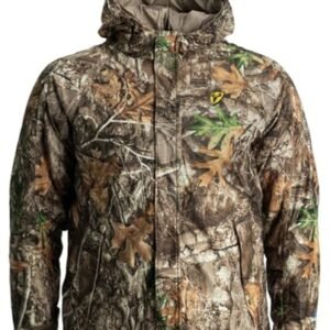 SCENTBLOCKER Shield Series Drencher Men's Insulated Late Season Breathable Waterproof Hooded Camo Hunting Jacket (RT Edge, Large)