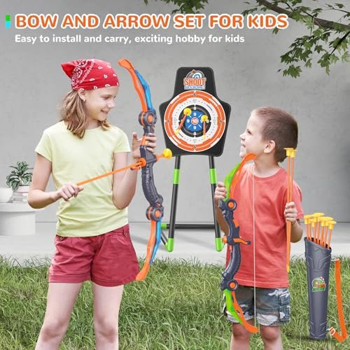 LED Archery Set for Kids 5-11: 2 Bows, 20 Suction Arrows, Target Game - Image 2