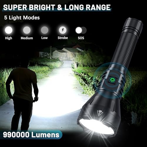 Ultra Bright 990000 Lumen Rechargeable LED Flashlight, Waterproof 5-Mode - Image 2