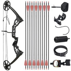 S F Ready to Hunt Compound Bow Package for Adults，0-70 Lbs Draw Weight, No Bow Press Needed,19”-30” Draw Length,Right Hand Archery Compound Bows Draw Weight Adjustable，Hunting Bow Kit for Beginner