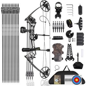 PANDARUS Archery Ready to Hunt Compound Bow Package for Adults and Teens,25"-31" Draw Length,0-70 Lbs Adjustable,up to 320 fps,Made in USA,Lightweight Design,2025 New(Black Right Handed Pro)