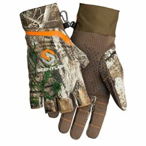 ScentLok Lightweight Camo Customizable Gloves for Hunting (Realtree Edge, Medium)