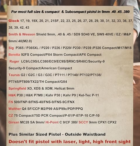 Premium OWB Leather Holster: Glock 17/19/43X, Taurus G2C, M&P Shield, Sig P365 RH Carry - Image 2