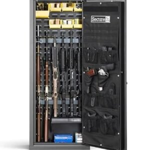 SecureIt Agile Model 52 Pro Gun Safe - Holds Rifles, Shotguns, Pistols - Home Firearm Storage w/new Biometric addition for convenience. Ships flat, assemble anywhere. Some assembly required.