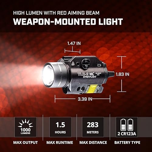Streamlight TLR-2 HL 1000-Lumen Weapon Light with Red Laser, Black - Image 3