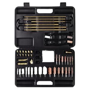 Brass Gun Cleaning Kit, Universal Fit for Rifles, Pistols & Shotguns, Durable Cleaning Supplies with Solid Brass Rods & Carrying Case