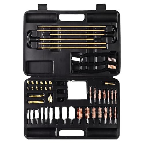 Brass Gun Cleaning Kit, Universal Fit for Rifles, Pistols & Shotguns, Durable Cleaning Supplies with Solid Brass Rods & Carrying Case