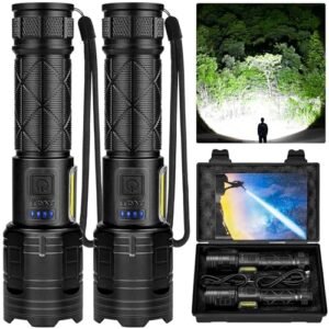 taoquwe Rechargeable LED Flashlights High Lumens, Super Bright Flashlight with 7 Modes & Waterproof, Powerful USB Rechargeable Handheld Flash Light for Camping Home