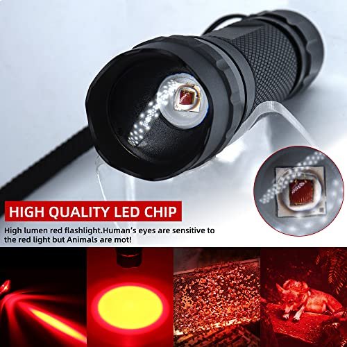 Rechargeable Red Light Flashlight Zoom LED for Hunting & Astronomy - Image 2