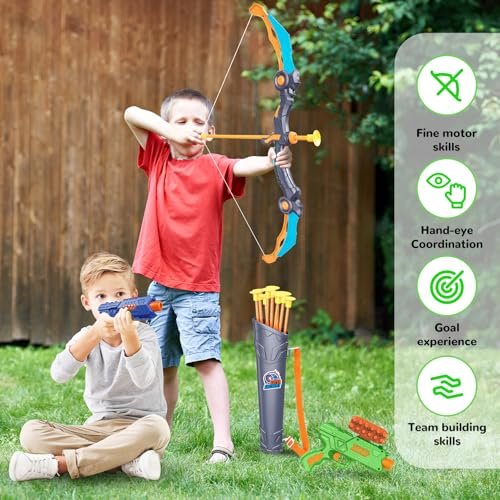 LED Archery Set for Kids 5-11: 2 Bows, 20 Suction Arrows, Target Game - Image 4