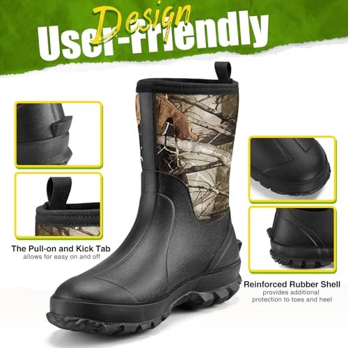 TIDEWE Men's Waterproof Hunting Boots: Insulated Neoprene Camo Work Boots Size 10 - Image 5