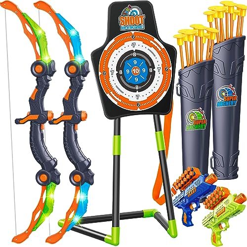 LED Archery Set for Kids 5-11: 2 Bows, 20 Suction Arrows, Target Game - Image 8