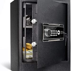 LSIUA Fireproof Waterproof Safe Cabinet Safes for Home Office 3 Cubic Feet Large Capacity with Digital Keyboard Fingerprint Lock Keyhole Security Safe, Cash Storage Gun P?ō?ē???ōń (Color