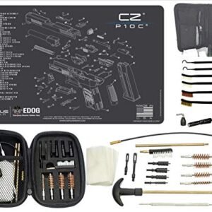 EDOG Premier 30 Pc Gun Cleaning System - Compatible with CZ P-10C - Schematic (Exploded View) Mat, Range Warrior Universal .22 9mm - .45 Kit & Tac Book Accessories Set