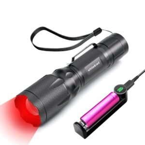 METII Upgraded Red Flashlight Combo, Bright White &High/Low Power Red Light Options with Memory, Zoom Lens, Rechargeable Battery, Small Portable LED Torch for Aviation, Astronomy, Night Vision