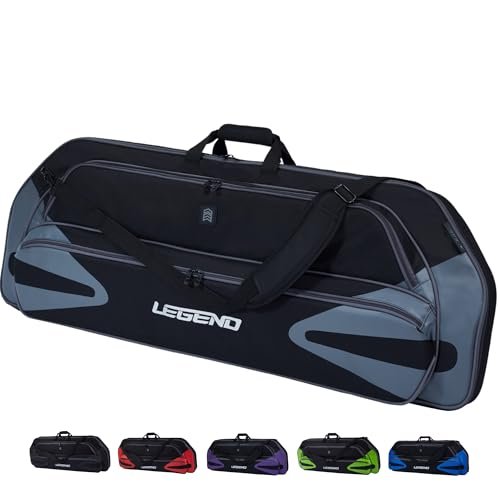 Legend Monstro Compound Bow Case - Soft Bow Case for Compound Bow, Padded Bow and Arrow Case for Archery Accessories, Premium Archery Bow Cases with 37" Arrow Tube Pocket for Travel - 44" Black/Gray