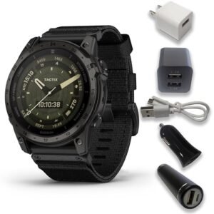 Garmin Tactix 7 - AMOLED Edition Specialized Military and Tactical GPS Smartwatch, Built-in Flashlight, Preloaded TopoActive Mapping with Accessories Bundle, 010-02931-00
