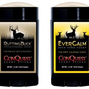 ConQuest Scents RuttingBuck Package – RuttingBuck & EverCalm Deer Herd Scent Stick, Deer Attractant & Calming Scent, All-Season Hunting Wax Sticks, 2.5 oz
