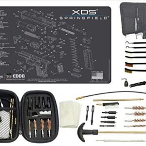 EDOG Premier 30 Pc Gun Cleaning System - Compatible with Springfield Armory XDs - Schematic (Exploded View) Mat, Range Warrior Universal .22 9mm - .45 Kit & Tac Book Accessories Set